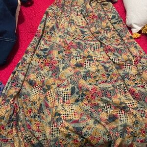 LuLaRoe Red and Gold Patterned Skirt